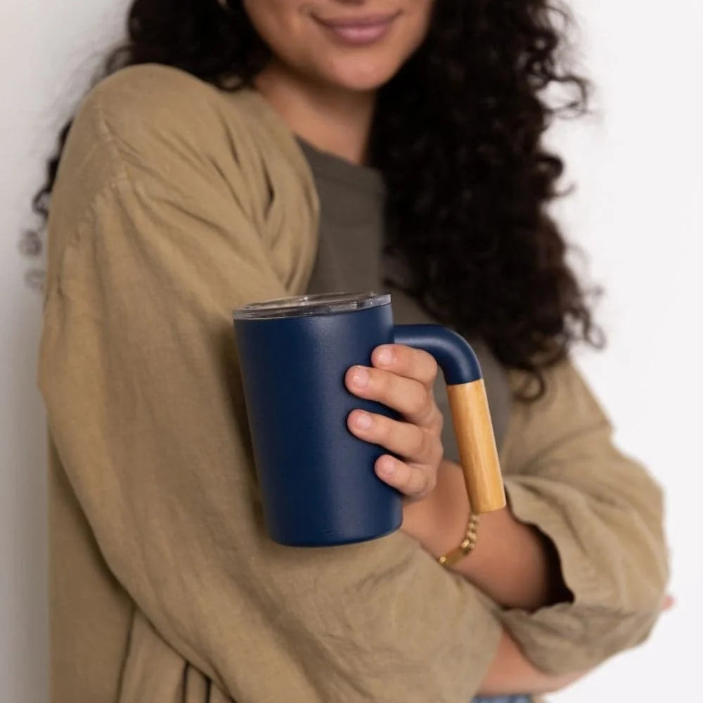 12 oz Insulated Stainless Steel Camp Cup with Bamboo Handle