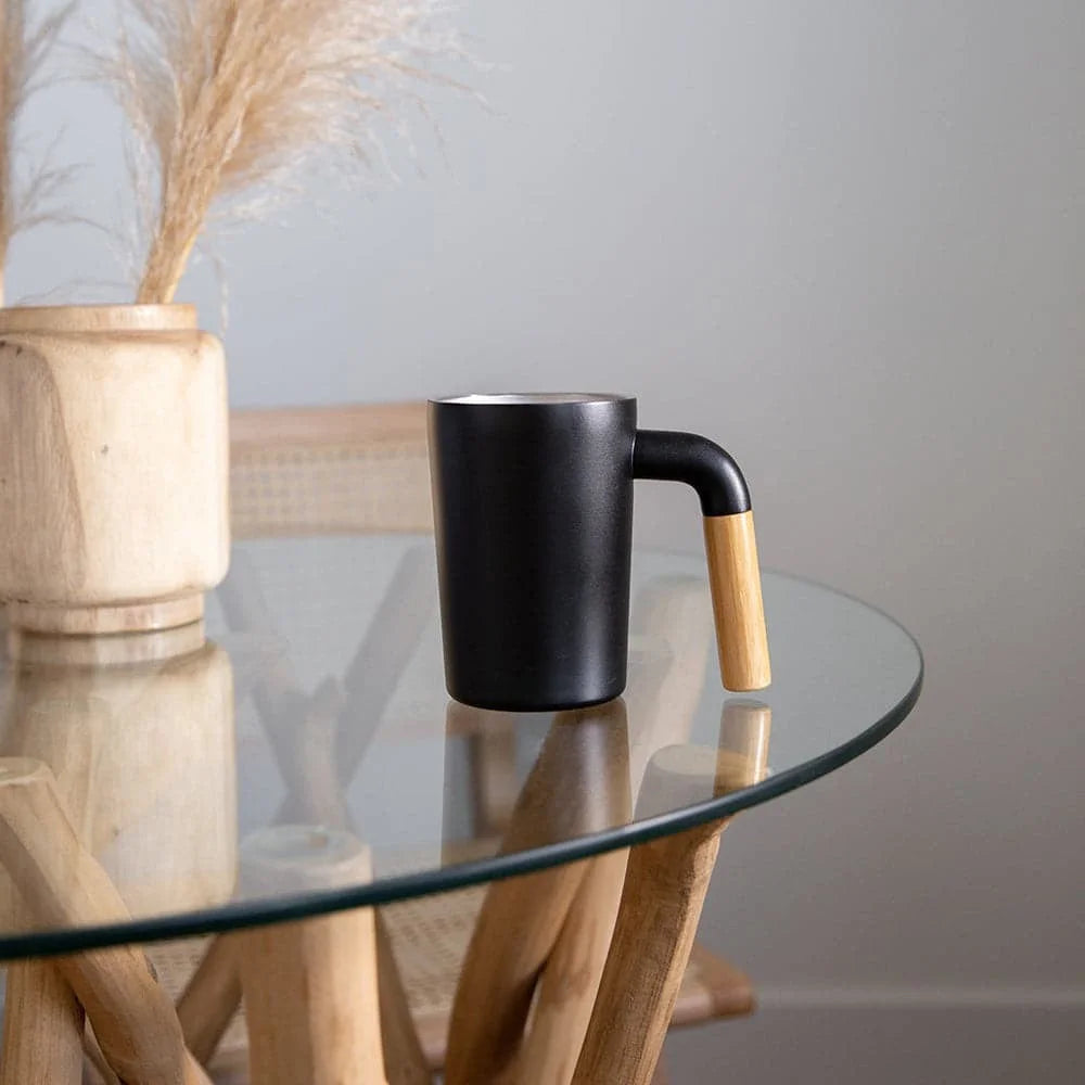 12 oz Insulated Stainless Steel Camp Cup with Bamboo Handle
